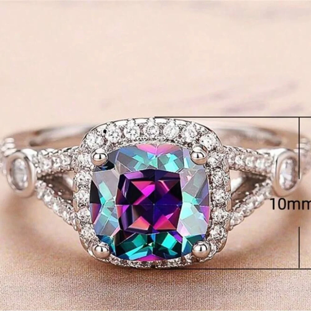 🌹 Colorful Square Cut Stone Fashion Ring‎